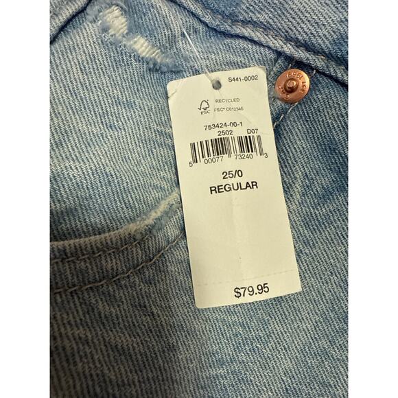 NEW Gap Cheeky Straight High Rise Blue Distressed Cropped Denim Jeans Size 25 - Picture 5 of 5